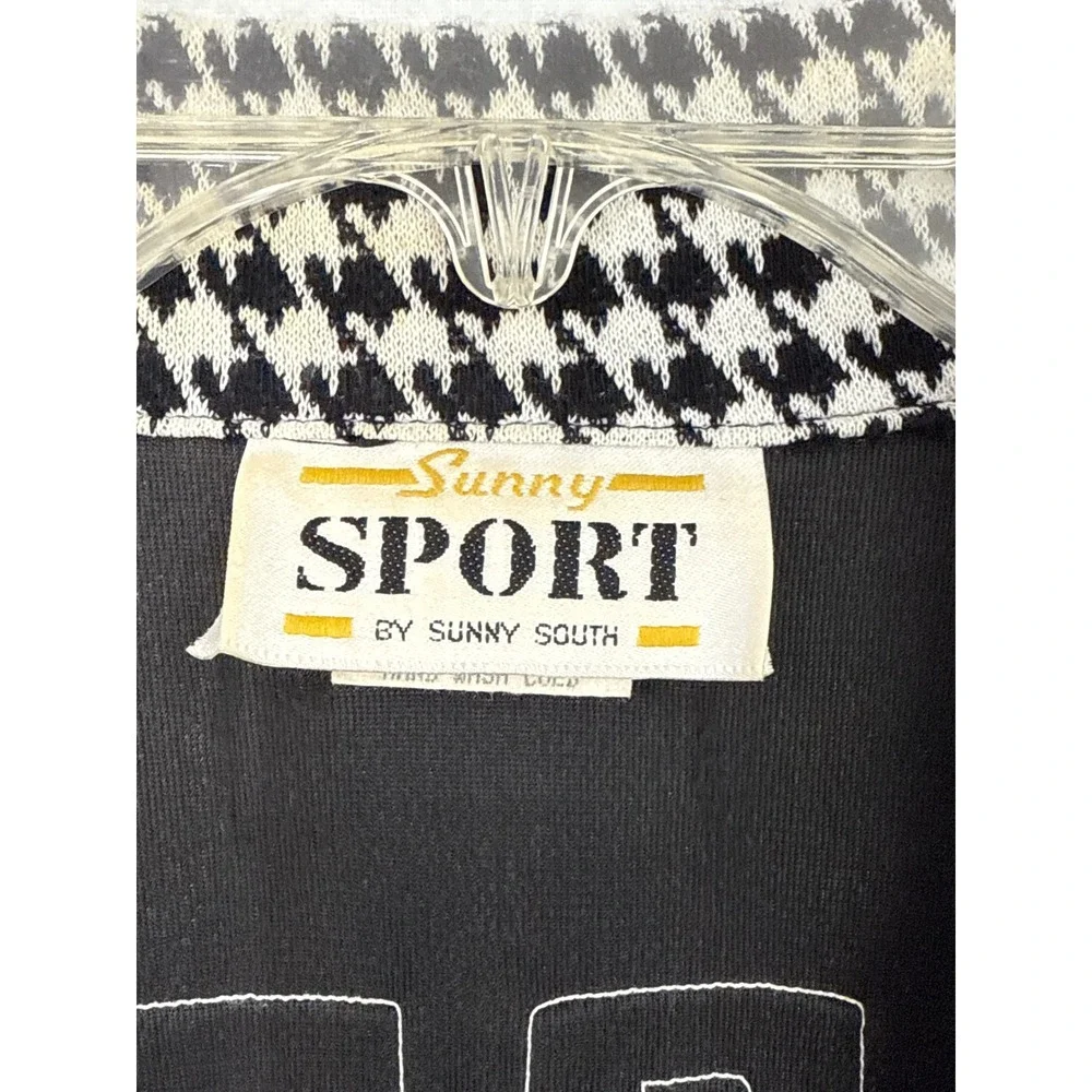 Vintage Sunny Sport Black White Houndstooth Jacket Greek Key Cropped‎ Blazer M